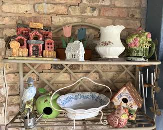 Bakers Rack with Bird Houses 