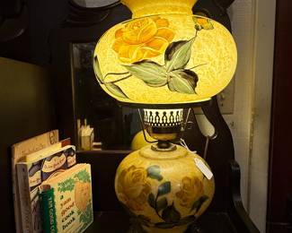 Yellow Rose Hurricane Lamp