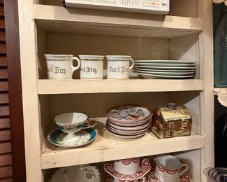 Tea Cup & Saucers, Berry bowls, Tom & Jerry Mugs, Cookbooks