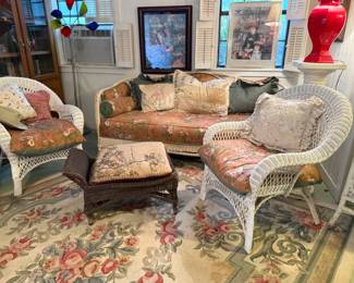 Wicker Chair, Sofa, Stool, Rug