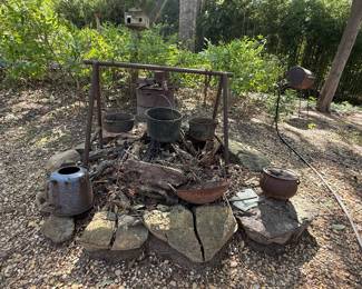 Campfire set up complete with Cast Iron