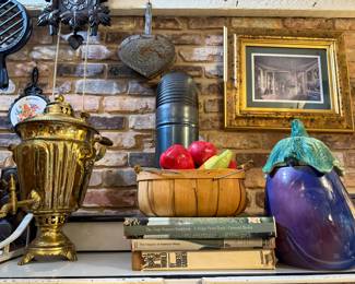 Brass Coffee Urn, Cookie Jar, Cookbooks