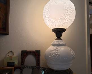 White Milk Glass Hurricane Lamps