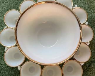 22k Gold GiltRimmed Anchor Hocking Milk Glass