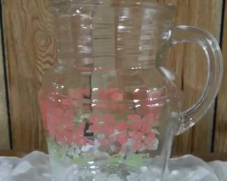 Anchor Hocking Pitcher Dogwood pink white