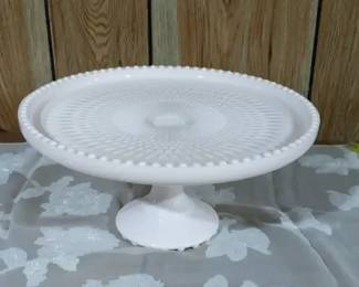 Jeannette Shell Pink Milk Glass Cake Holder