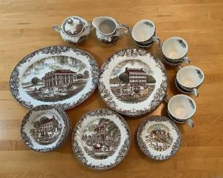 Johnson Brothers Heritage Hall 8 Five Piece Place Settings Plus Covered Sugar Creamer And Platter