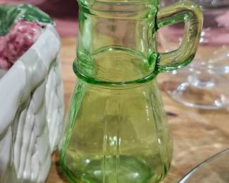 GREEN GLASS PITCHER