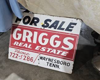 GRIGGS FOR SALE SIGN METAL