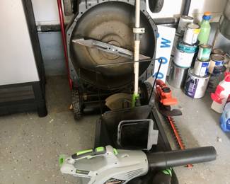 E-go electric lawnmower and blower
