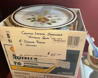 Country Living Stoneware 1970-1979 Autumn Gold 8 dinner plates & 4 saucers