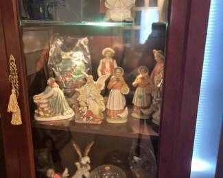 Various figurines, crystal and glass