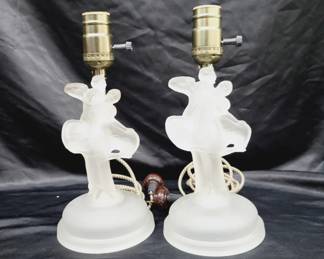 	Pair Of Frosted Glass Art Deco Lamps