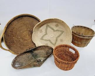	Assorted Woven and Wooden Baskets