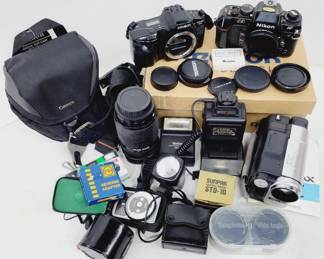 Lot Of Film Cameras And Accessories
