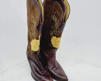 	Justin Brown and Suede Western Cowboy Boots W