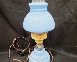 	Blue Glass Electric Table Lamp
