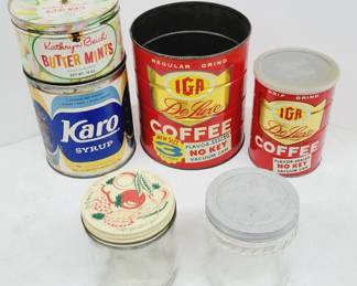 	Lot Of Advertising Coffee And Candy Tins