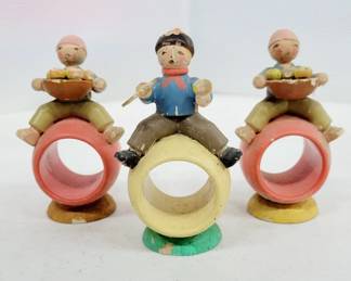 	Set Of Three Wendt Handcrafted Wooden Napkin Rings
