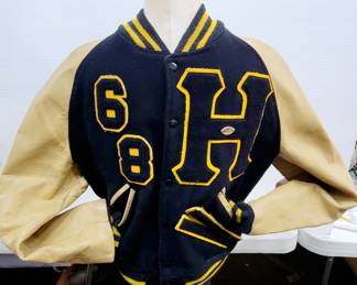 	1968 Black And Gold Varsity Letterman Jacket