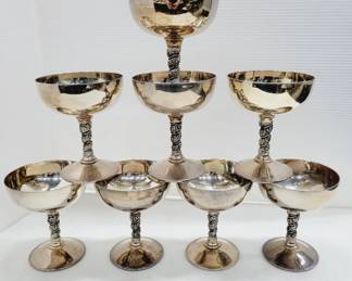 	Set Of 8 Falstaff Silver-Plated Champagne Glasses