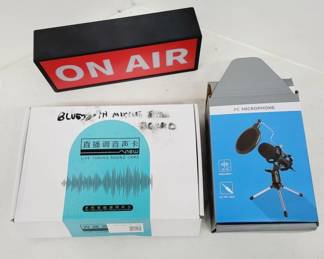 	Mini Mixer Board On Air Microphone Lot