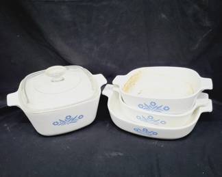	Corning Ware Cornflower Blue Bakeware Lot