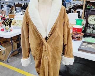 	Women’s Suede Coat With Shearling Collar Women