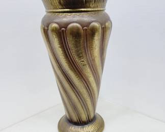 	Italian Brass and Copper Swirl Hammered Vase