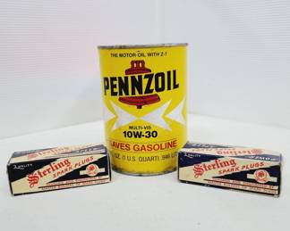 Pennzoil 10W-30 Oil Can & Sterling Spark Plugs