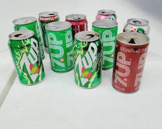	Vtg 7UP Cans Lot of 10