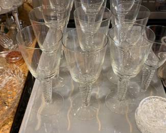 $25 Antique Twisted crystal glasses set of 13