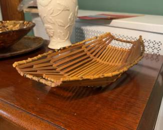$7.50 Woven Bamboo Basket 14 x 8