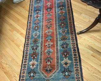 $175 Antique Persian Runner Rug 33 x 116 Recently professionally cleaned and the colors pop