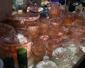 Much colored and clear glass throughout the auction