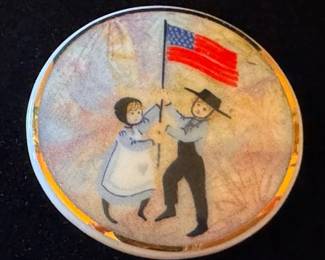 P. Buckley Moss porcelain pin, one of several in this auction
