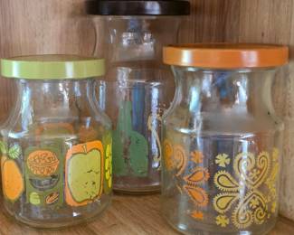 1970s vintage retro jars with lids
