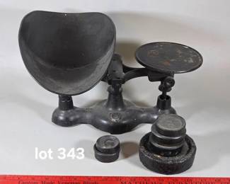 Cast iron scale and weights