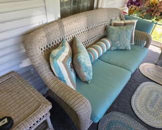 Indoor/outdoor wicker sofa, chair and table