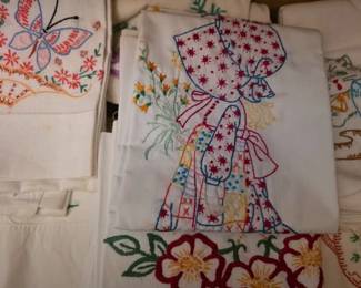 Vintage embroidered linens