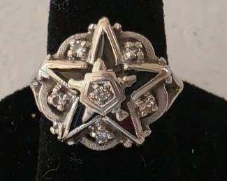 10k white gold Eastern Star ring