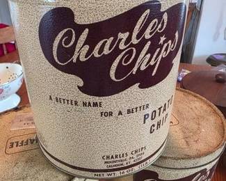 Vintage Charles Chips cans