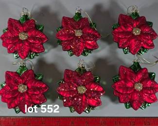 Set of glass poinsettia ornaments