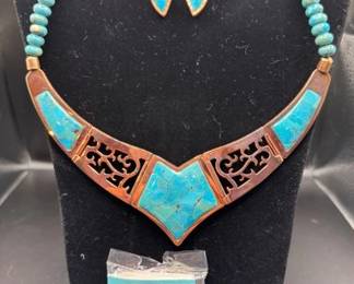 Mine Finds by Jay King copper and turquoise necklace and earrings