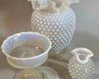 Hobnail opalescent glass