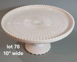 Pink milk glass cake stand