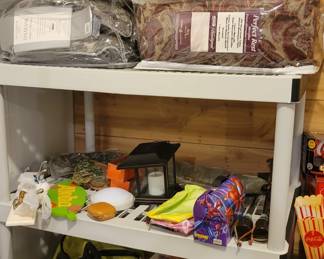 Linens, chairs, chainsaw, etc