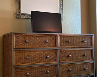 Pier 1 Imports Bedroom: King Bed Frame, Dresser, 2 Nightstands and Mirror, King Mattress/BS, Iron Table Lamps pair