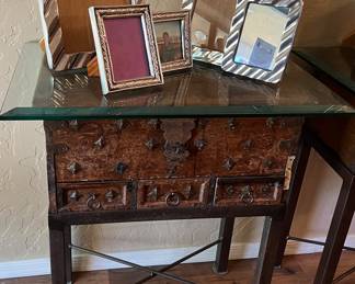 Trunk/End Table w Glass Top, Holland Boone Frames