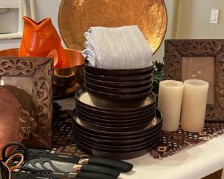 Hand Carved Wood Frames, Farberware Knife Set, Vintage Copper...